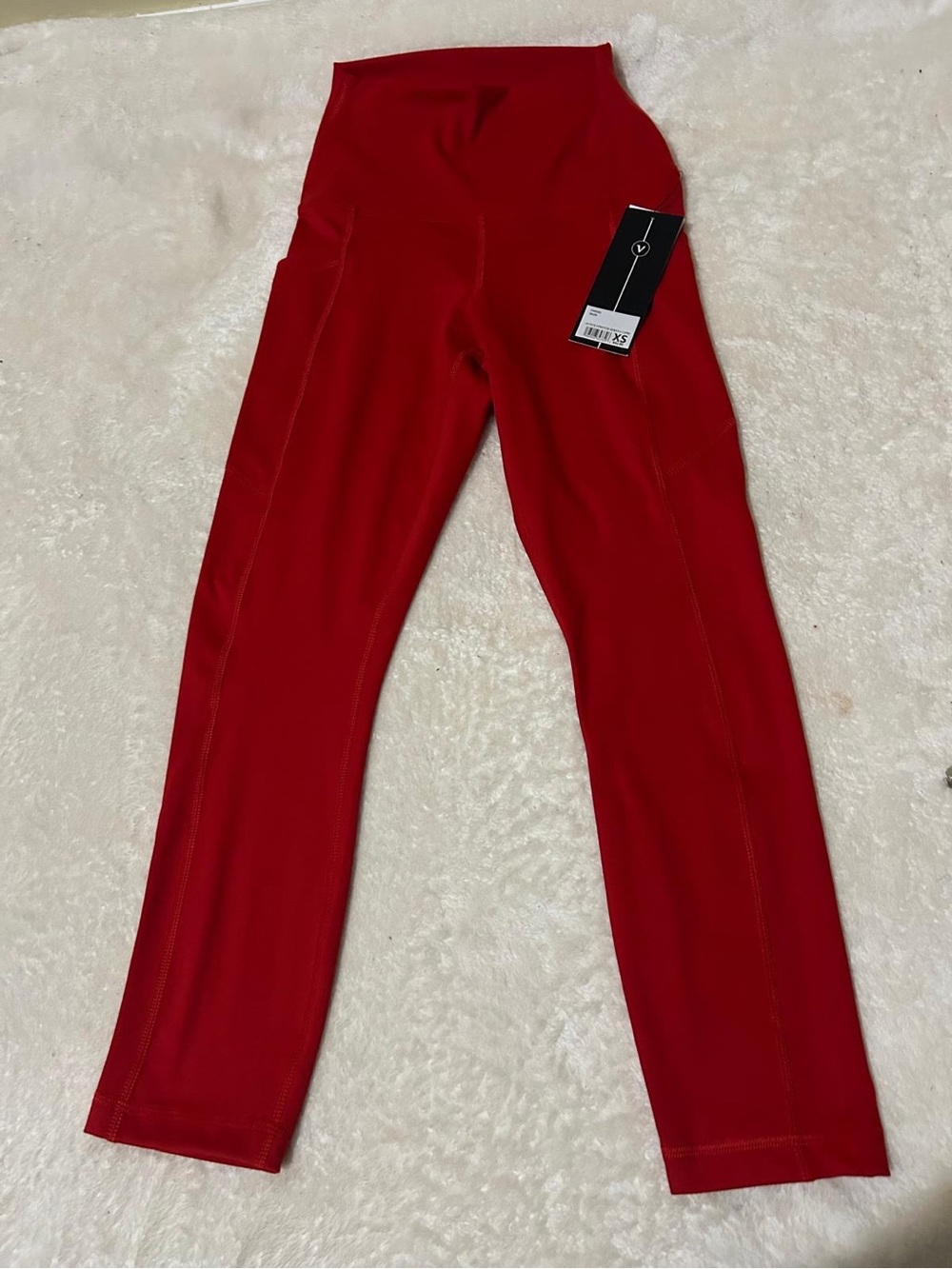 Velocity Red High-Waist Active Leggings for Kids